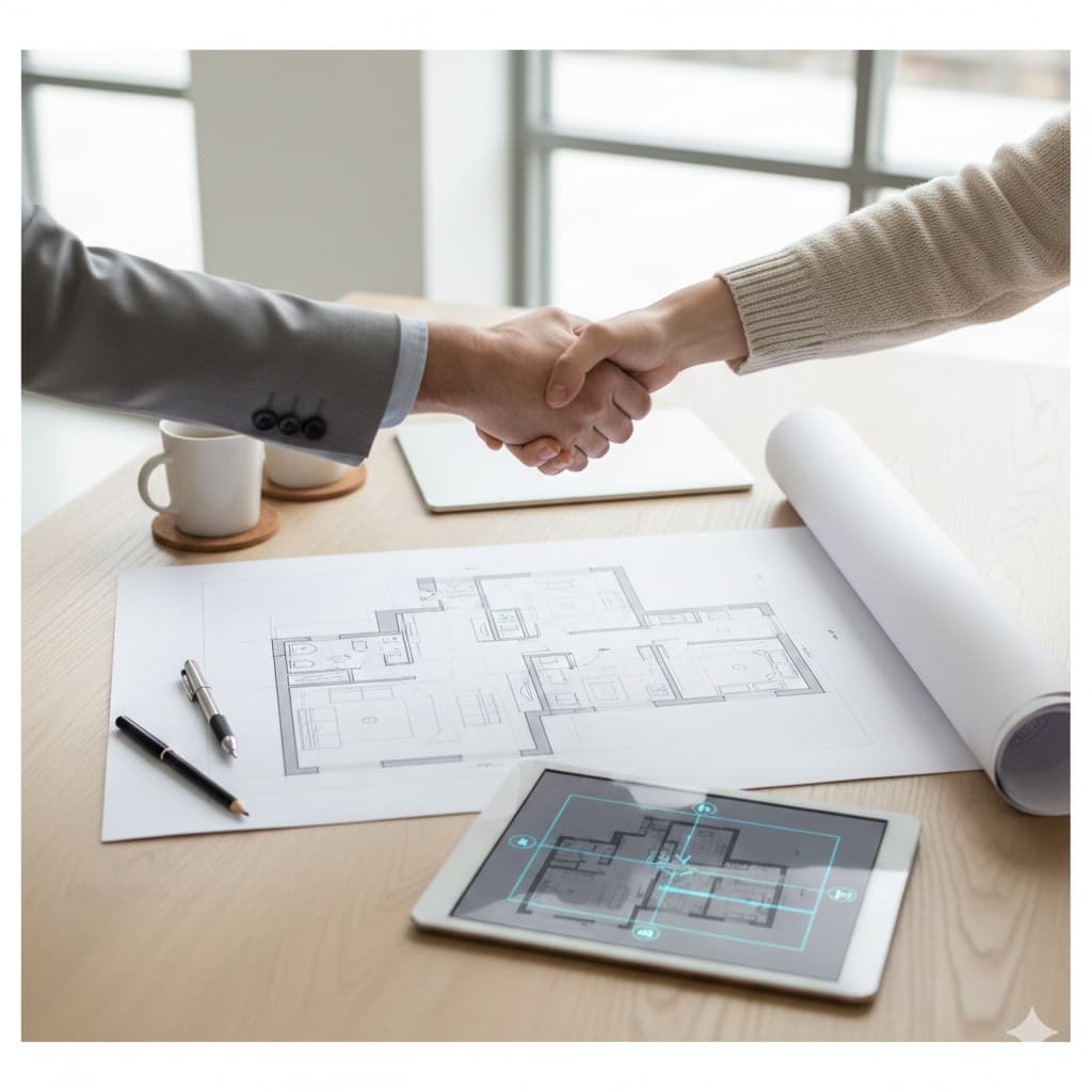 Contractor closing deal with homeowner