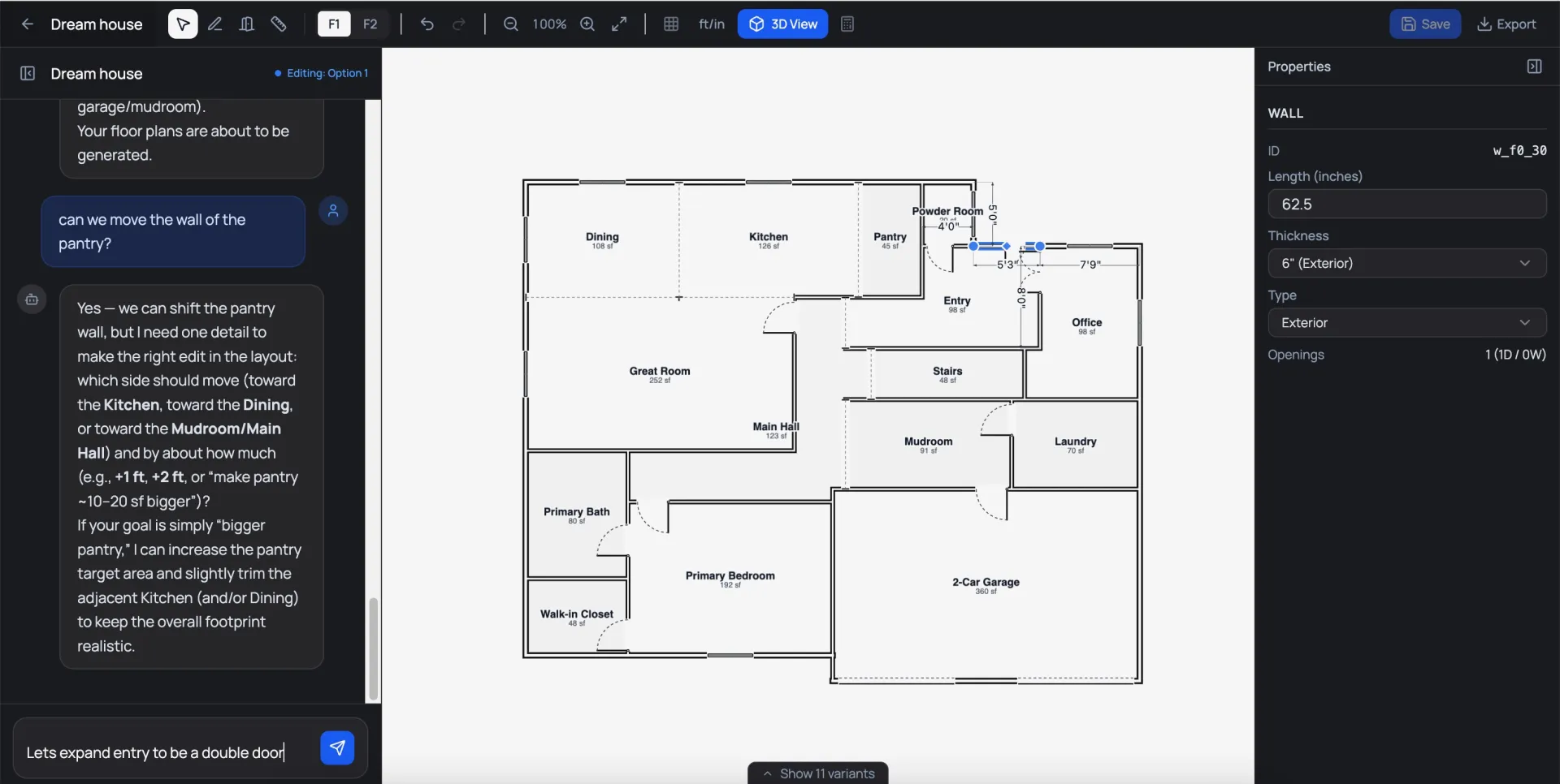 Floor plan editor interface